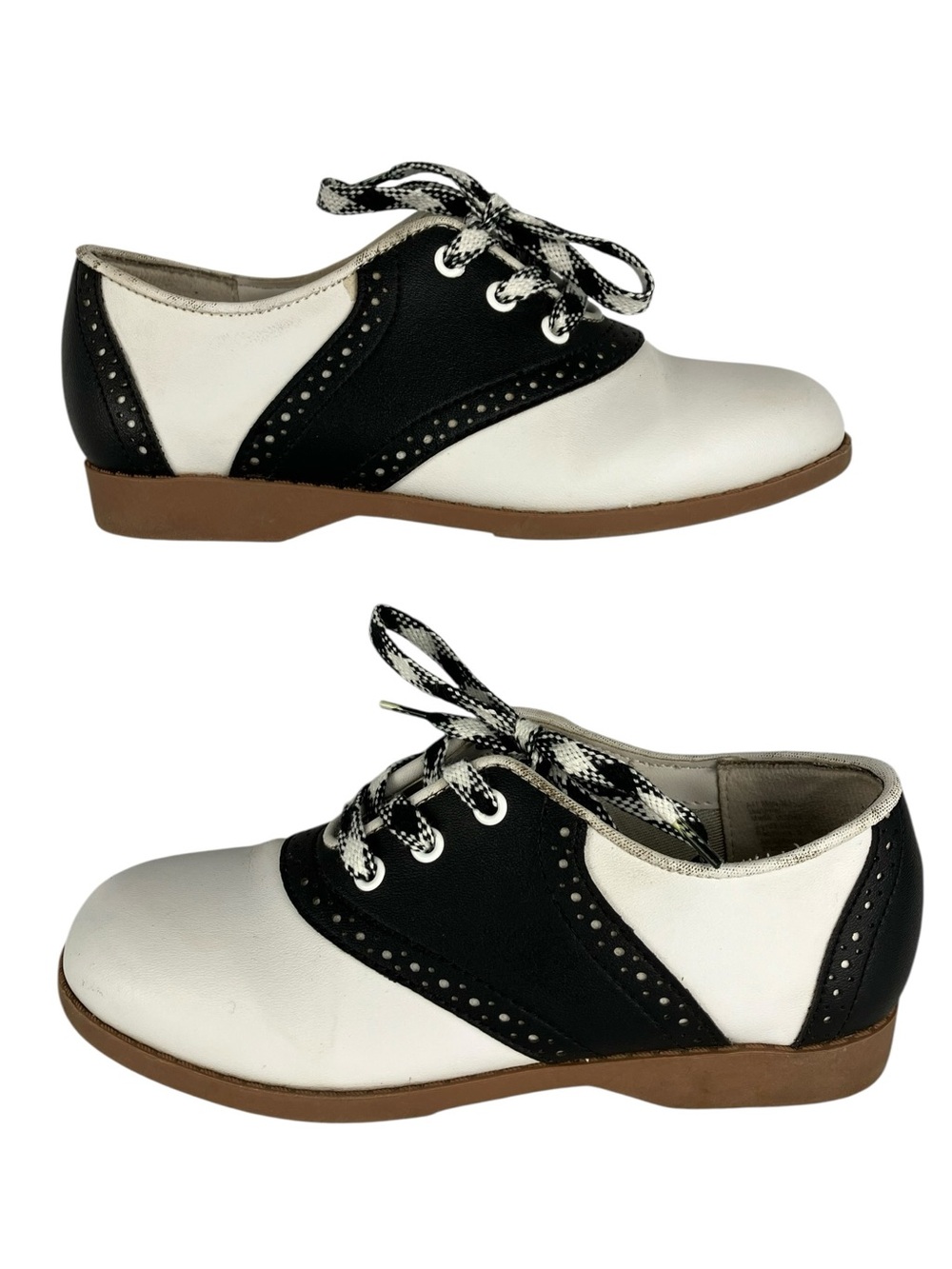 Saddle Shoes Youth Size 13 Black White 1950s Oxford Preppy Skid Resistant Soles
